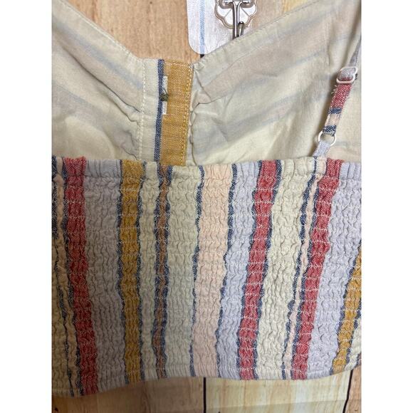 American Eagle AE Linen Cropped Striped Tank Ruched Back Size S - Picture 4 of 7